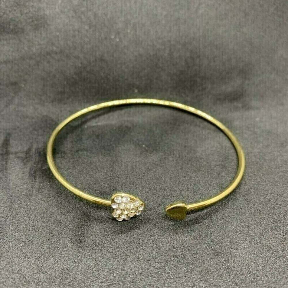 Los Angeles Boutique Rhinestone Gold Heart Bangle Bracelet Cuff Wedding Gift NEW
